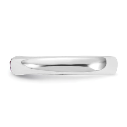 Sterling Silver Red Oval Cz Half Bezel Ring (Size 8 Only)