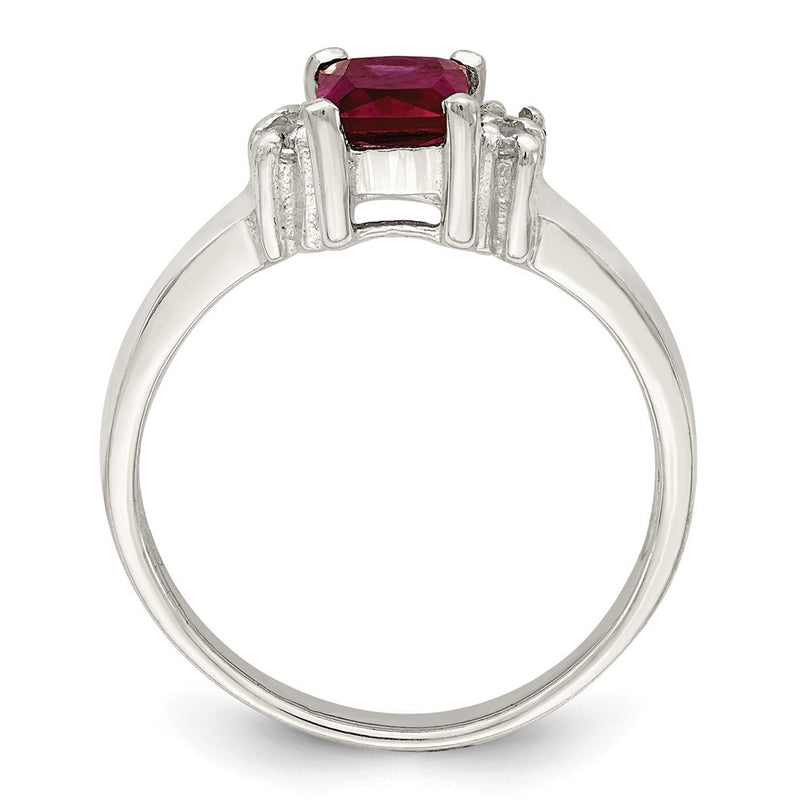 Sterling Silver Red & White Cz Ring