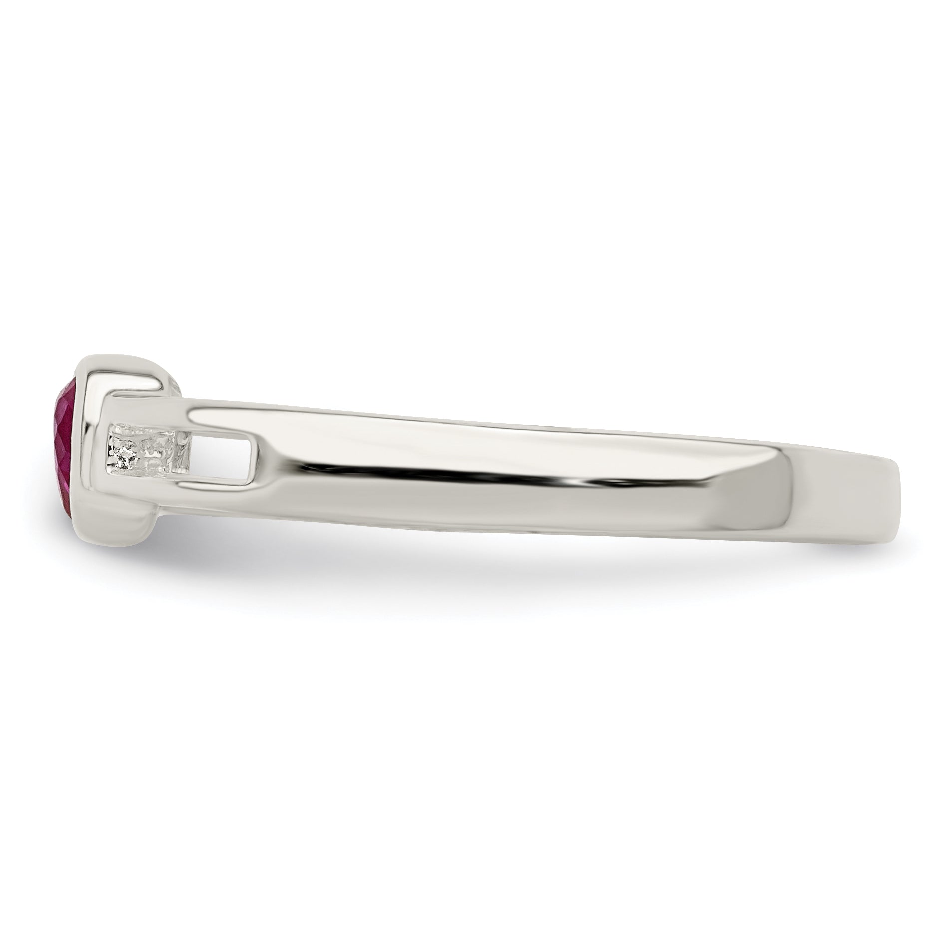 Sterling Silver Red Cz Heart Ring