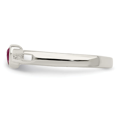 Sterling Silver Red Cz Heart Ring