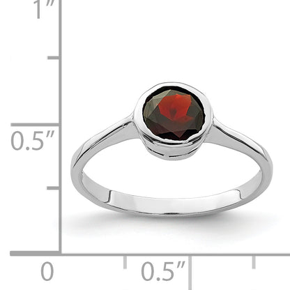Sterling Silver Rhodium Plated Garnet Ring
