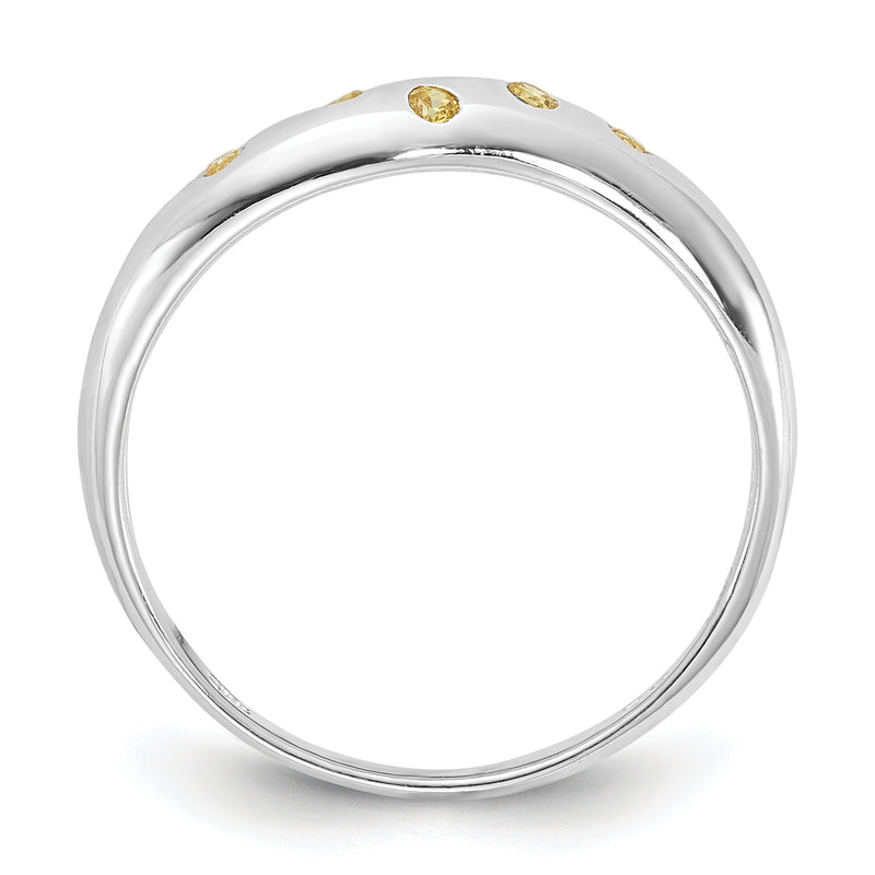 Sterling Silver Yellow Cz Ring