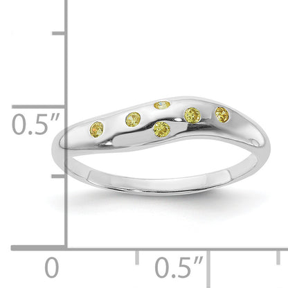 Sterling Silver Yellow Cz Ring