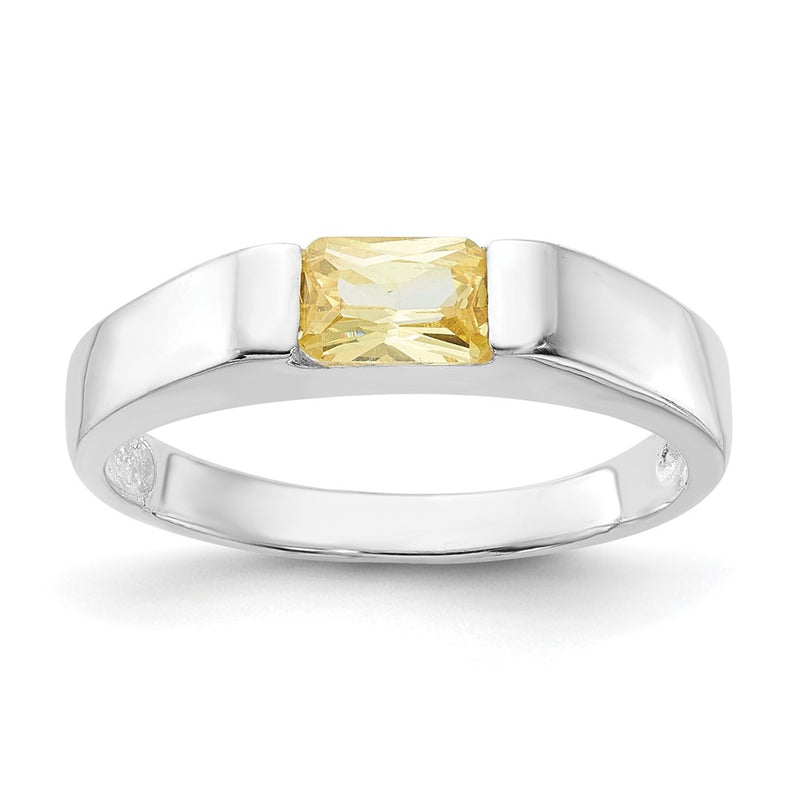 Sterling Silver Yellow Cz Ring