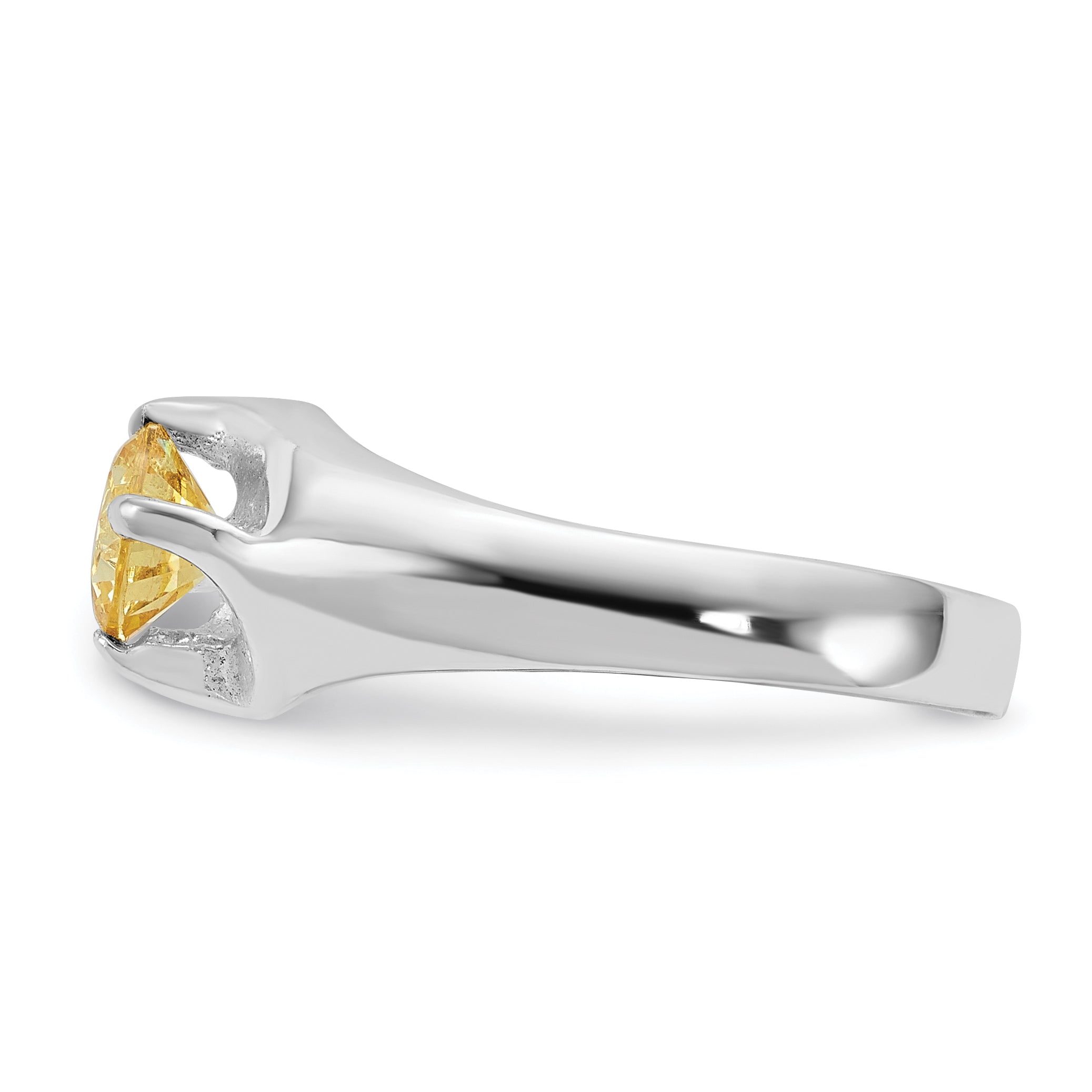 Sterling Silver Yellow Round Cz Ring