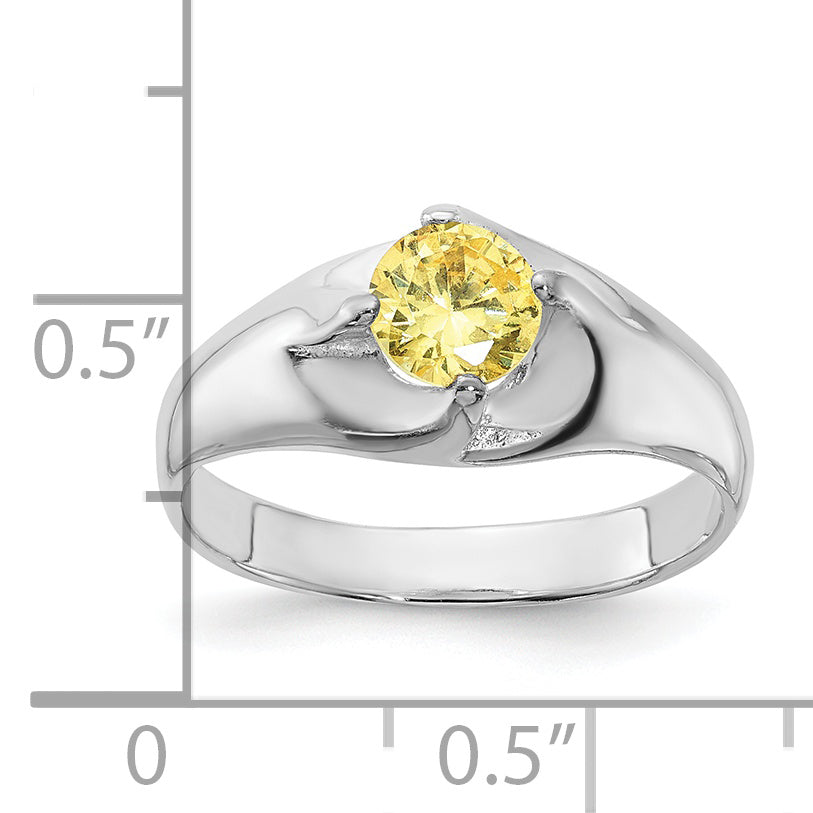 Sterling Silver Yellow Round Cz Ring