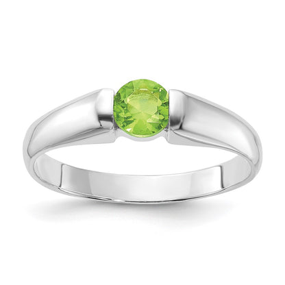 Sterling Silver Lime Green Round Cz Ring (Size 7 Only)
