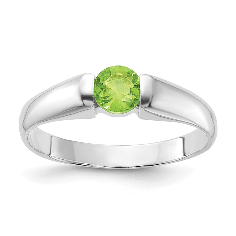 Sterling Silver Lime Green Round Cz Ring (Size 7 Only)