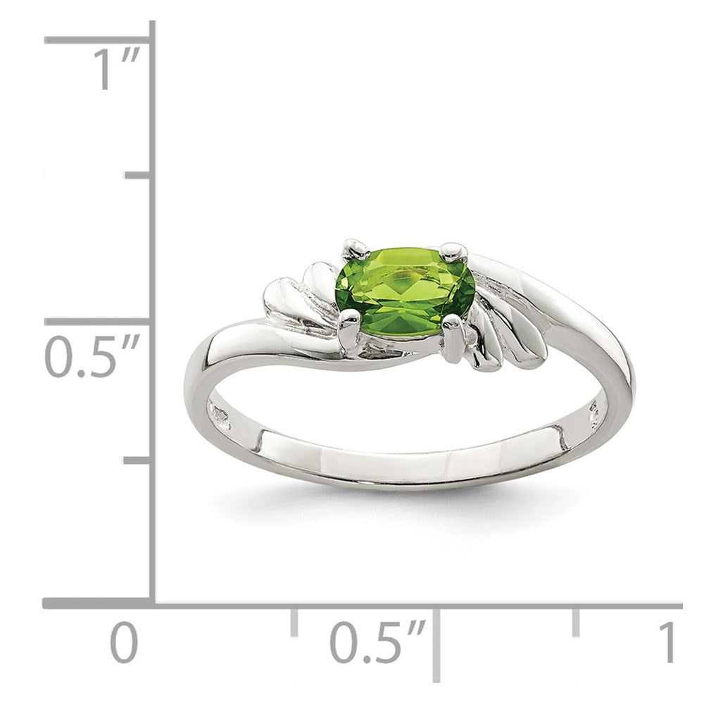 Sterling Silver Lime Green Oval Cz Ring