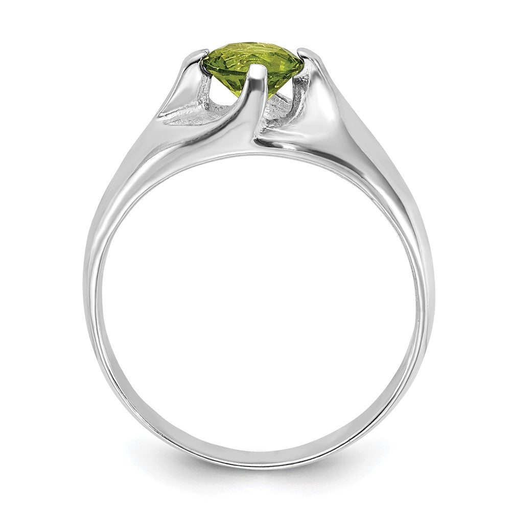 Sterling Silver Lime Green Round Cz Ring (Size 6 Only)