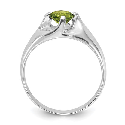 Sterling Silver Lime Green Round Cz Ring (Size 6 Only)