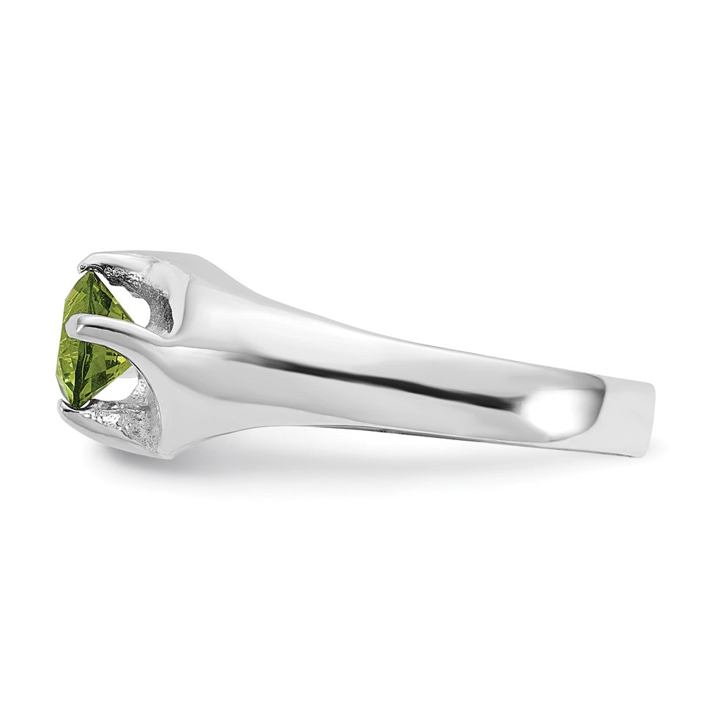 Sterling Silver Lime Green Round Cz Ring (Size 6 Only)