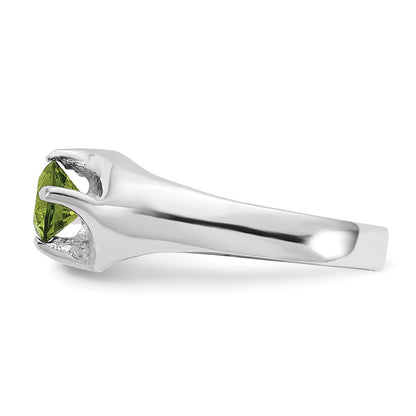 Sterling Silver Lime Green Round Cz Ring (Size 6 Only)