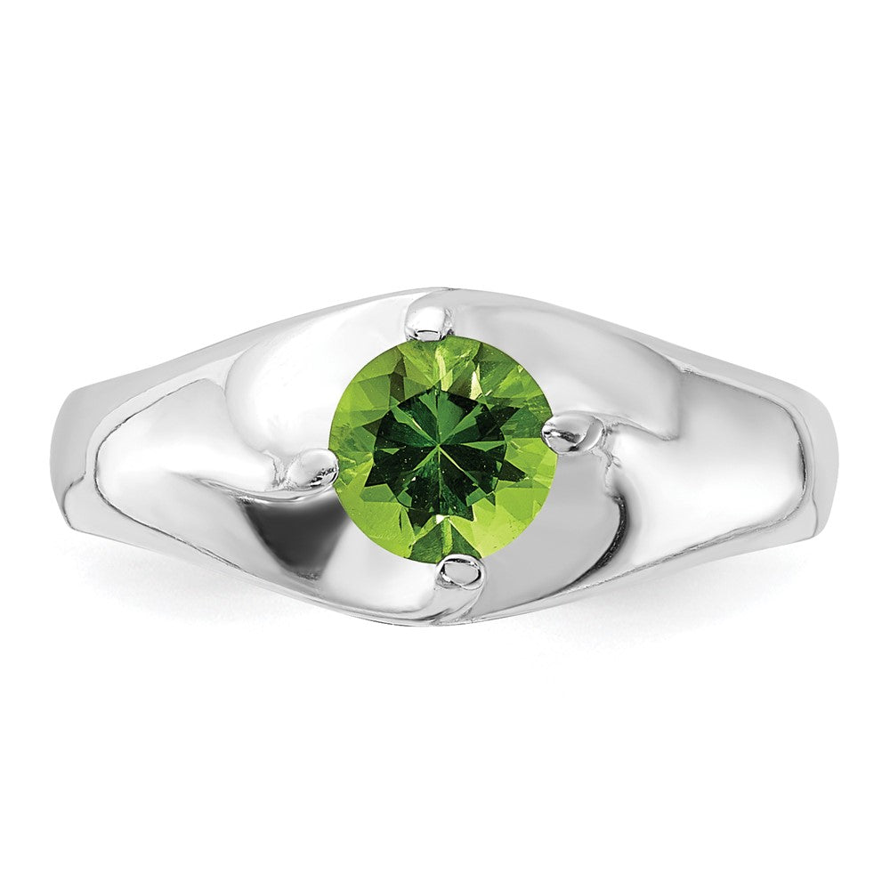 Sterling Silver Lime Green Round Cz Ring (Size 6 Only)