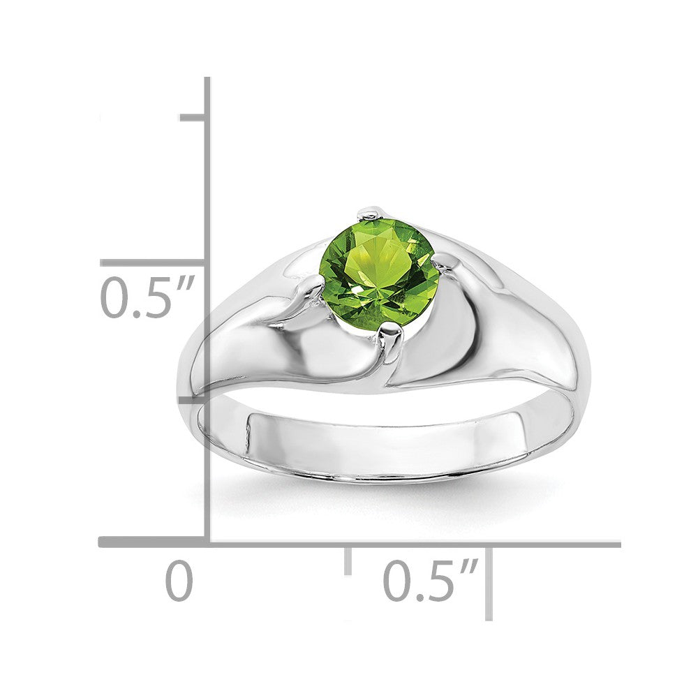 Sterling Silver Lime Green Round Cz Ring (Size 6 Only)