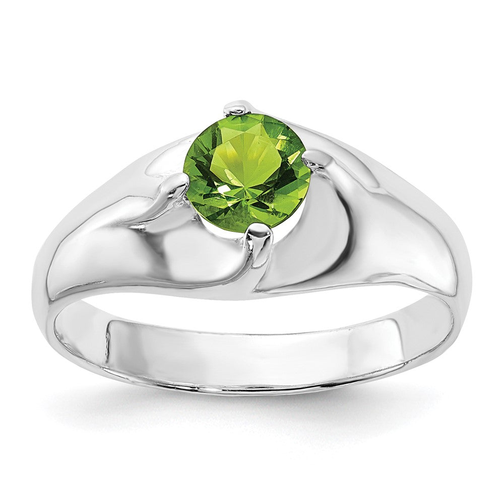 Sterling Silver Lime Green Round Cz Ring (Size 6 Only)
