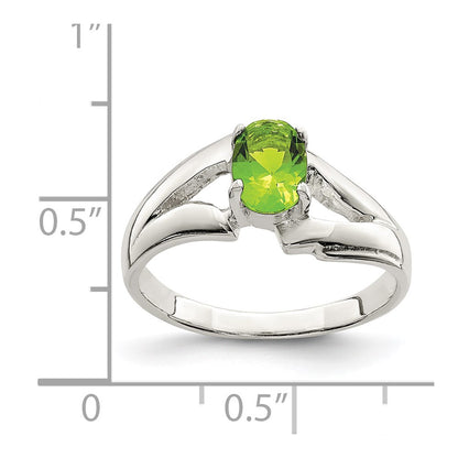 Sterling Silver Lime Green Oval Cz Ring (Size 7 Only)