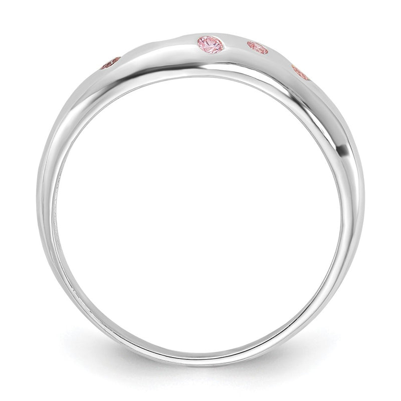 Sterling Silver Pink Cz Wavy Ring (Size 7 Only)