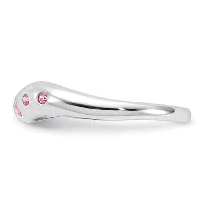 Sterling Silver Pink Cz Wavy Ring (Size 7 Only)