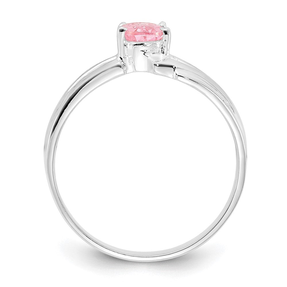 Sterling Silver Polished Pink Oval Cz Ring (Size 8 Only)