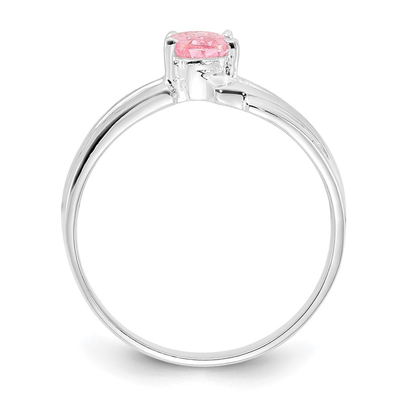Sterling Silver Polished Pink Oval Cz Ring (Size 8 Only)