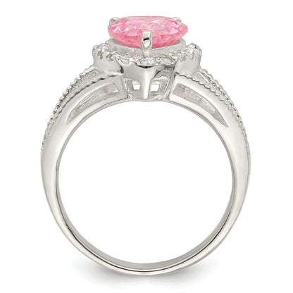 Sterling Silver Pink Cz Heart Ring