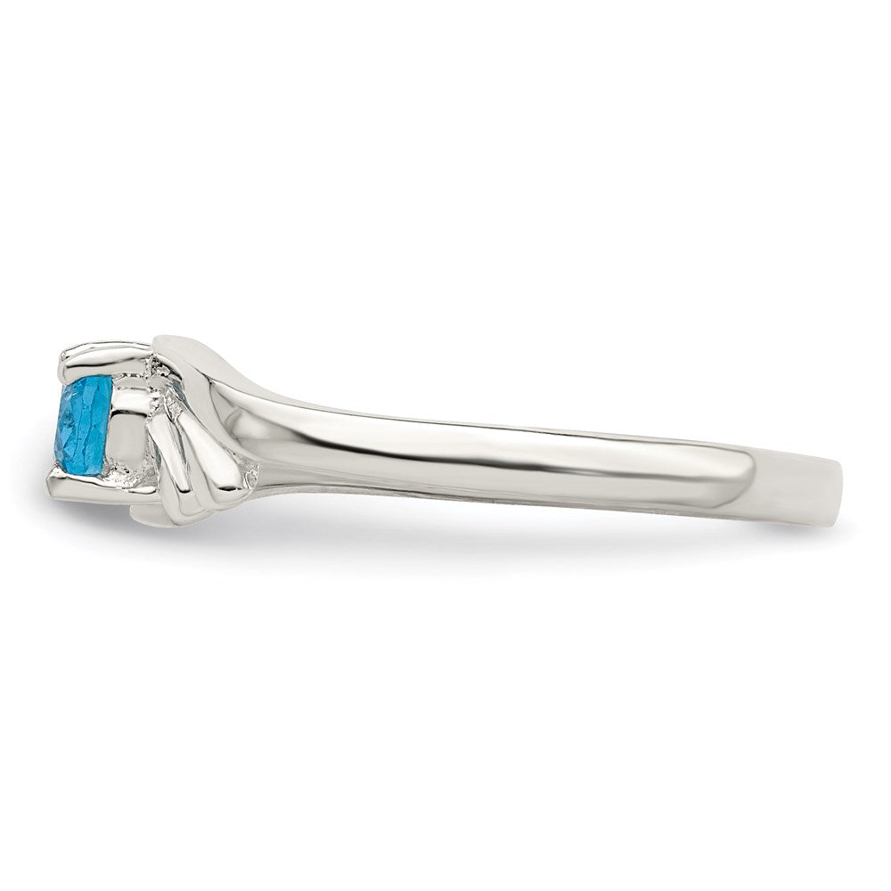 Sterling Silver Light Blue Oval Cz Ring (Size 7 Only)