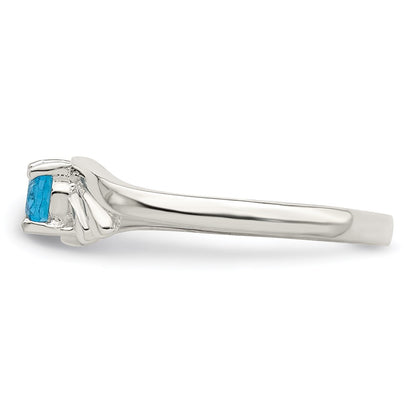 Sterling Silver Light Blue Oval Cz Ring (Size 7 Only)