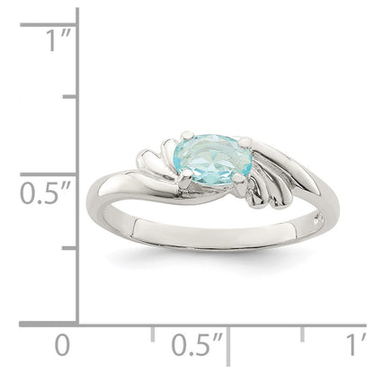 Sterling Silver Light Blue Oval Cz Ring (Size 7 Only)