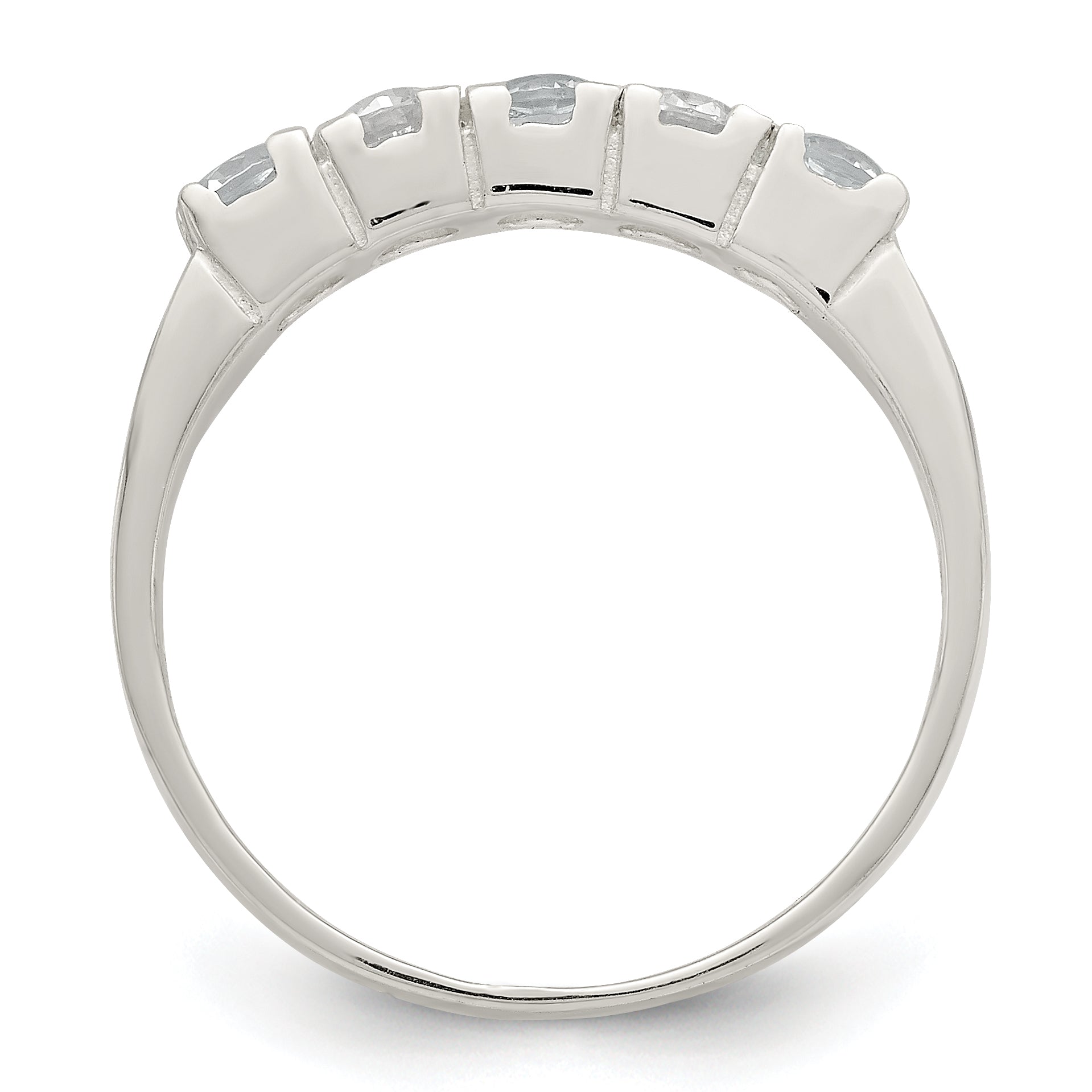 Sterling Silver Light Blue & White Cz Ring