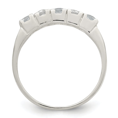 Sterling Silver Light Blue & White Cz Ring