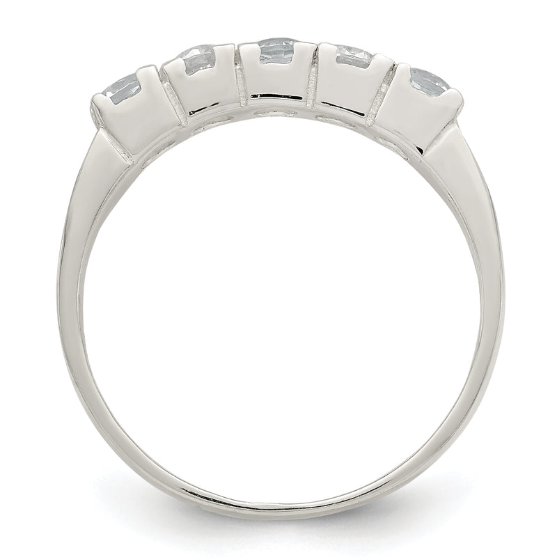 Sterling Silver Light Blue & White Cz Ring