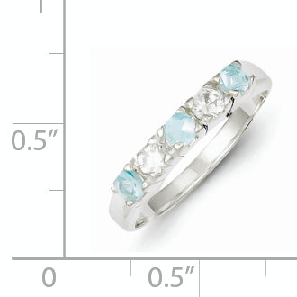Sterling Silver Light Blue & White Cz Ring