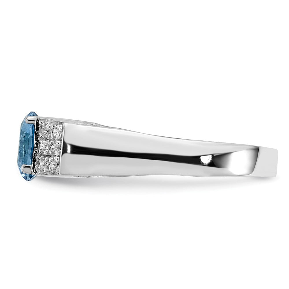 Sterling Silver Light Blue Round Pav‚Äö Sides Cz Ring