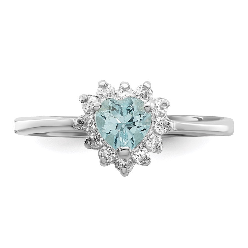 Sterling Silver Rhodium Blue Topaz Ring (Size 7 Only)