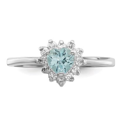 Sterling Silver Rhodium Blue Topaz Ring (Size 7 Only)