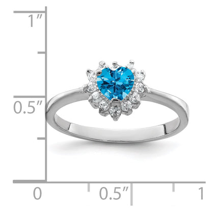 Sterling Silver Rhodium Blue Topaz Ring (Size 7 Only)
