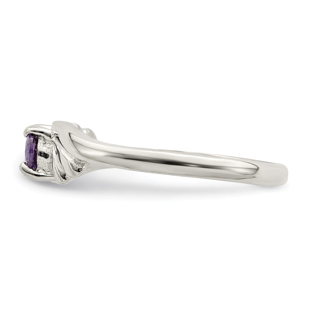 Sterling Silver Purple Oval Cz Ring