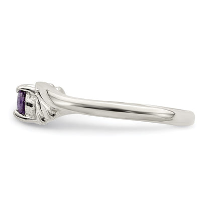 Sterling Silver Purple Oval Cz Ring