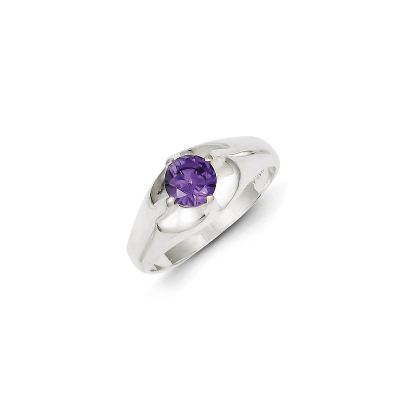 Sterling Silver Purple Round Cz Ring (Size 7 Only)