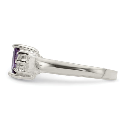 Sterling Silver Purple & White Cz Ring