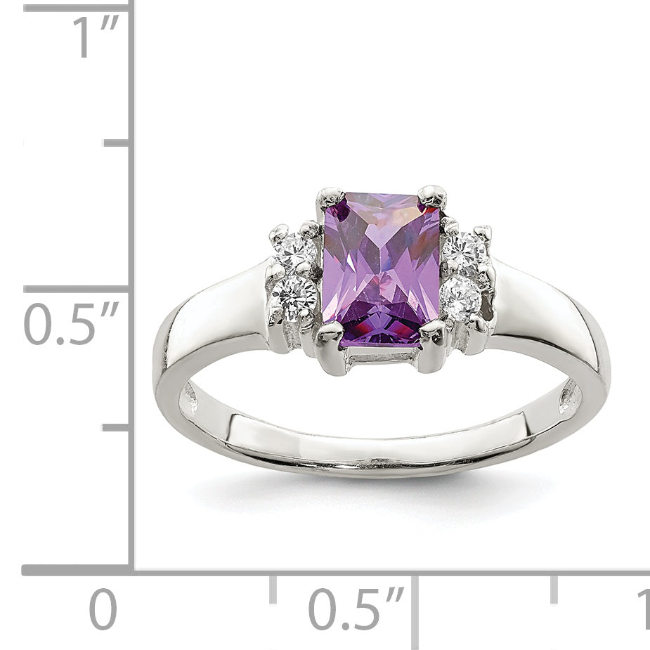 Sterling Silver Purple & White Cz Ring