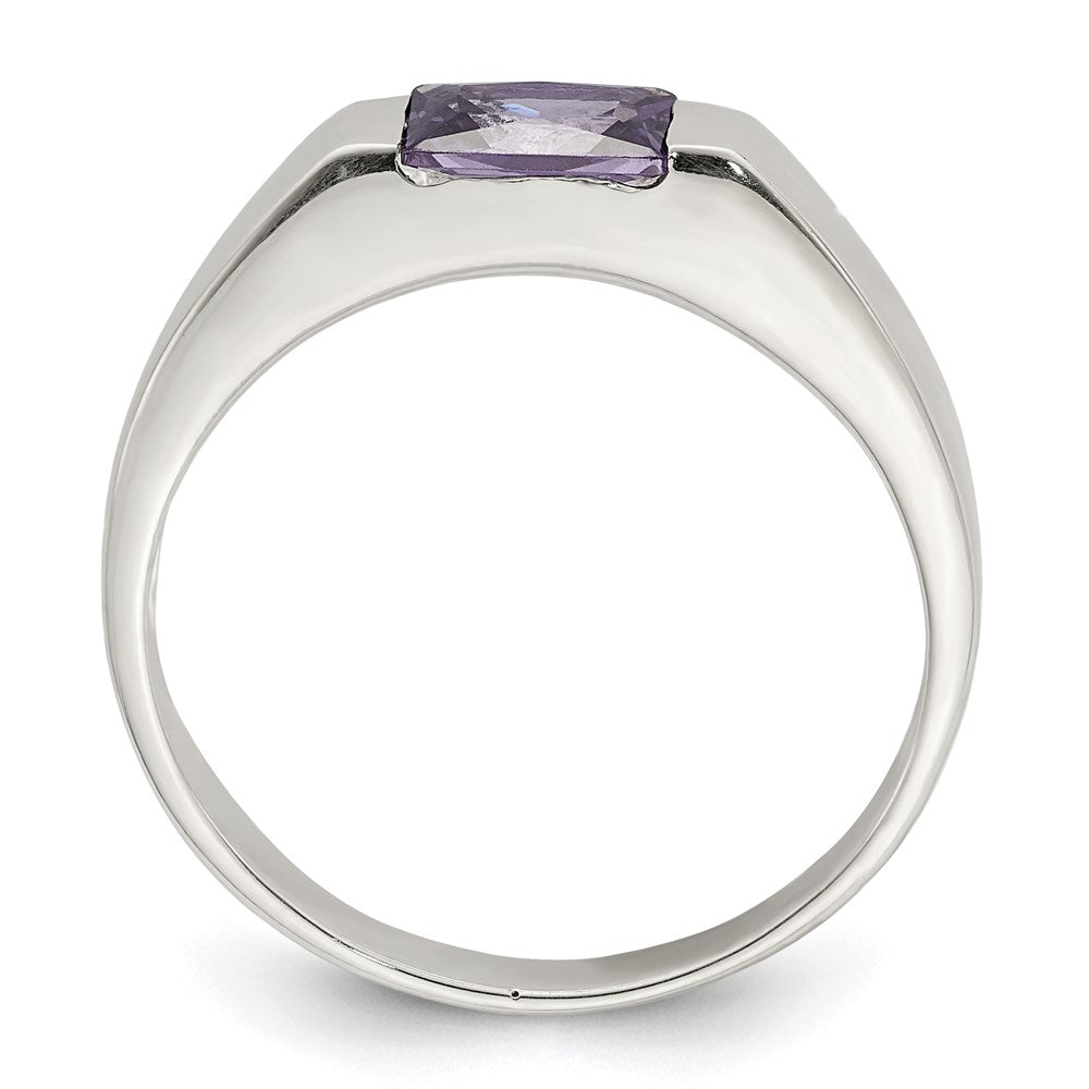 Sterling Silver Purple Cz Ring (Size 7 Only)
