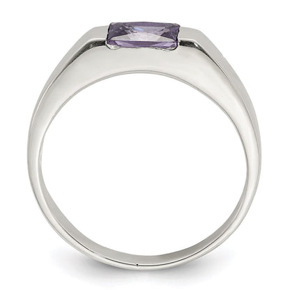 Sterling Silver Purple Cz Ring (Size 7 Only)