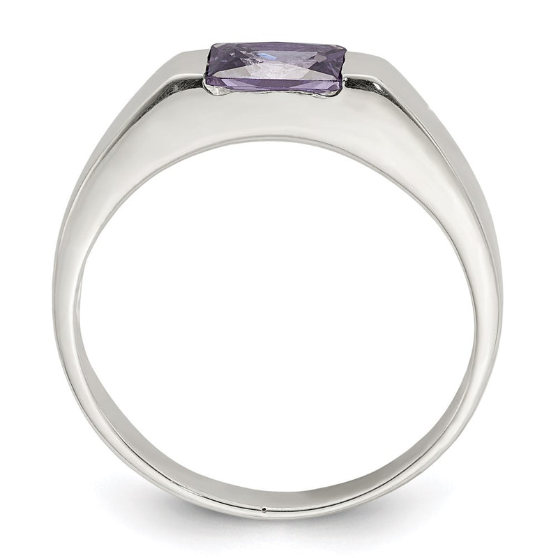 Sterling Silver Purple Cz Ring (Size 7 Only)