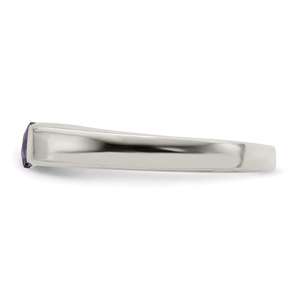 Sterling Silver Purple Cz Ring (Size 7 Only)