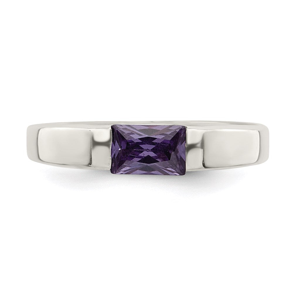 Sterling Silver Purple Cz Ring (Size 7 Only)