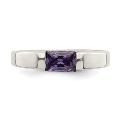 Sterling Silver Purple Cz Ring (Size 7 Only)
