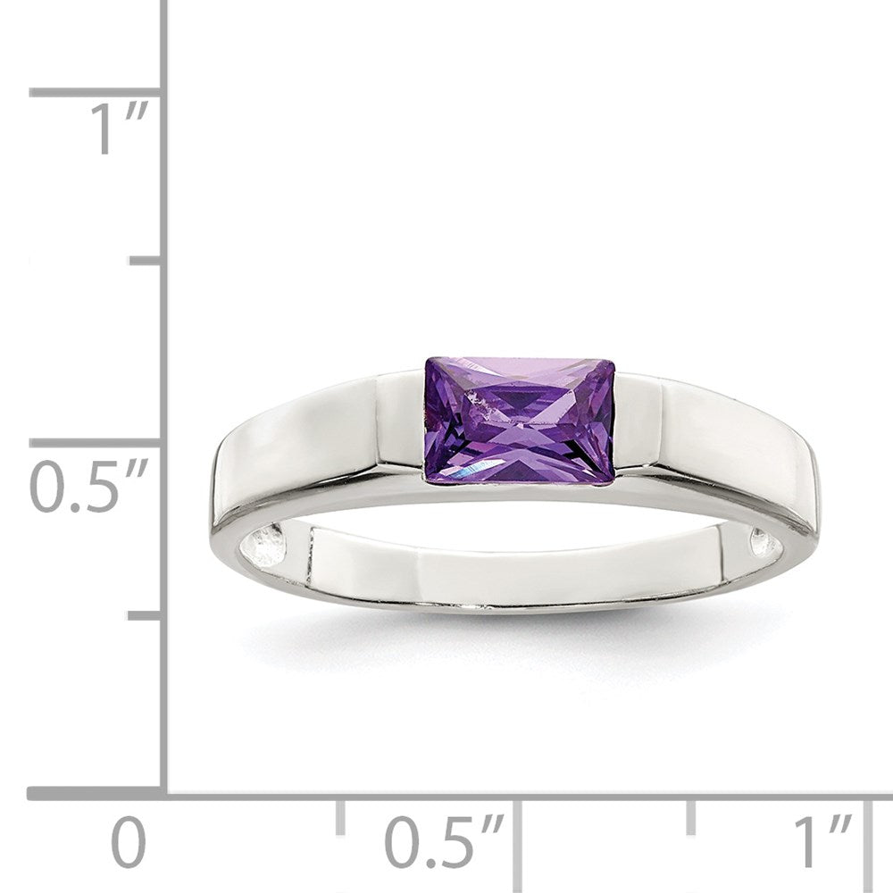 Sterling Silver Purple Cz Ring (Size 7 Only)