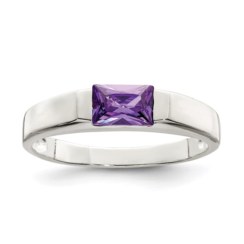 Sterling Silver Purple Cz Ring (Size 7 Only)